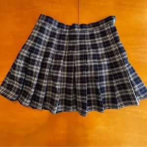 Vintage M blue and white plaid pleated cheerleader mini skirt Y2K